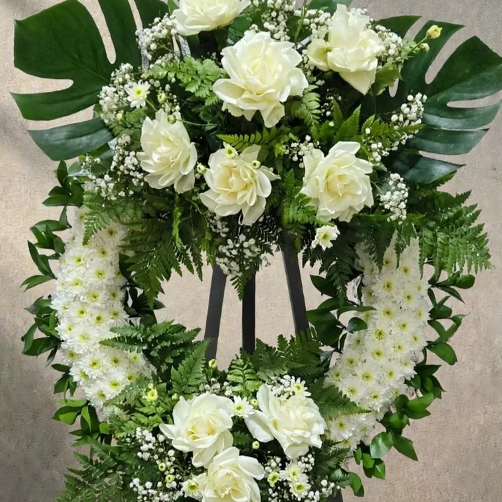 Corona de doble cabezal, rosas, aro de clavel o crisantemo