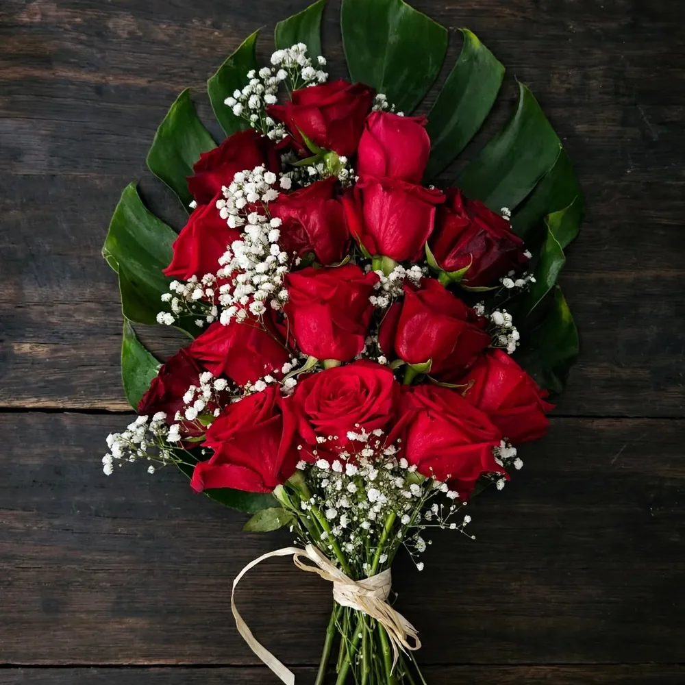 Ramo de féretro de rosas, 15 rosas